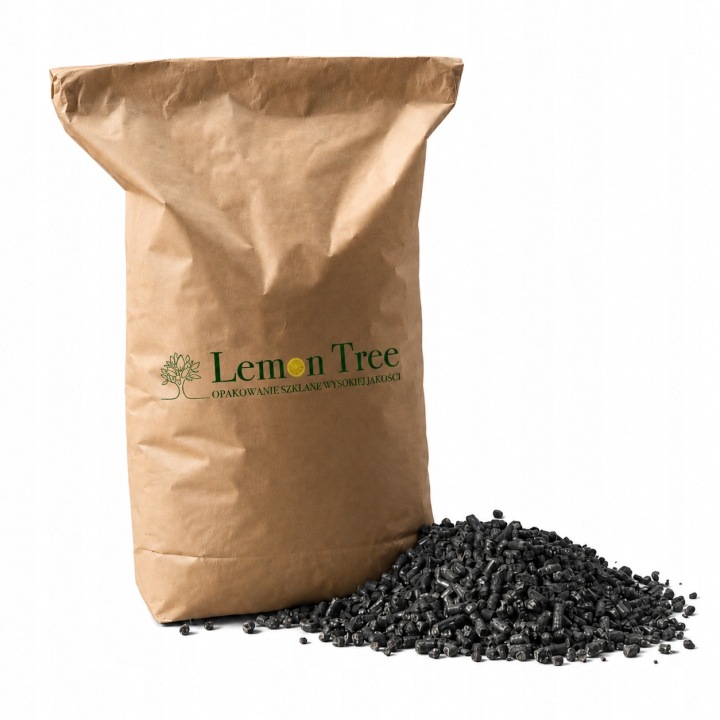 Papierowy worek z logo Lemon Tree i pelletem — przykład typu opakowania z naszej oferty Allegro